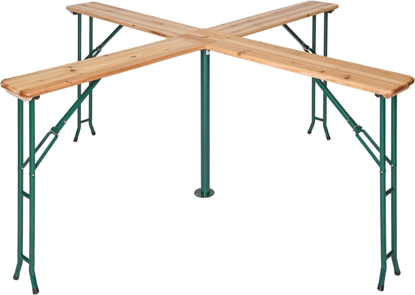 tectake® Stehtisch Quattro als Bierzeltgarnitur, XXL Biertisch aus Holz, klappbar, Outdoor Klapptisch mit Sonnenschirmhalterung, wetterbeständiger Gartentisch, Platz für 20 Personen, robust und stabil Bild 1