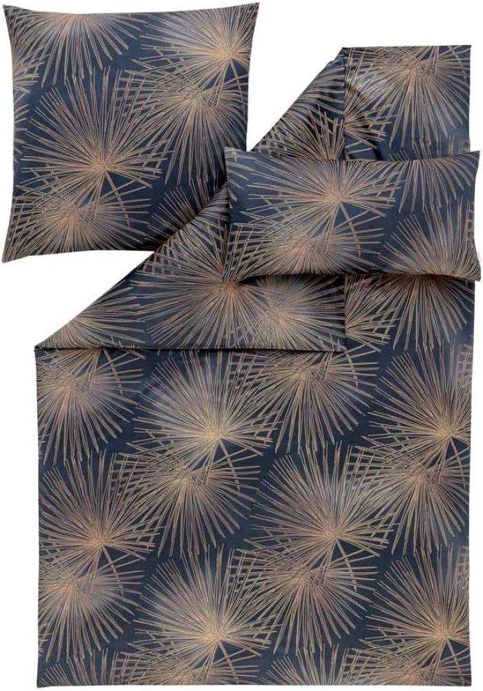 Estella Mako-Satin Bettwäsche 155x220 Candela nachtblau Feuerwerk gold 7599-625 Bild 1