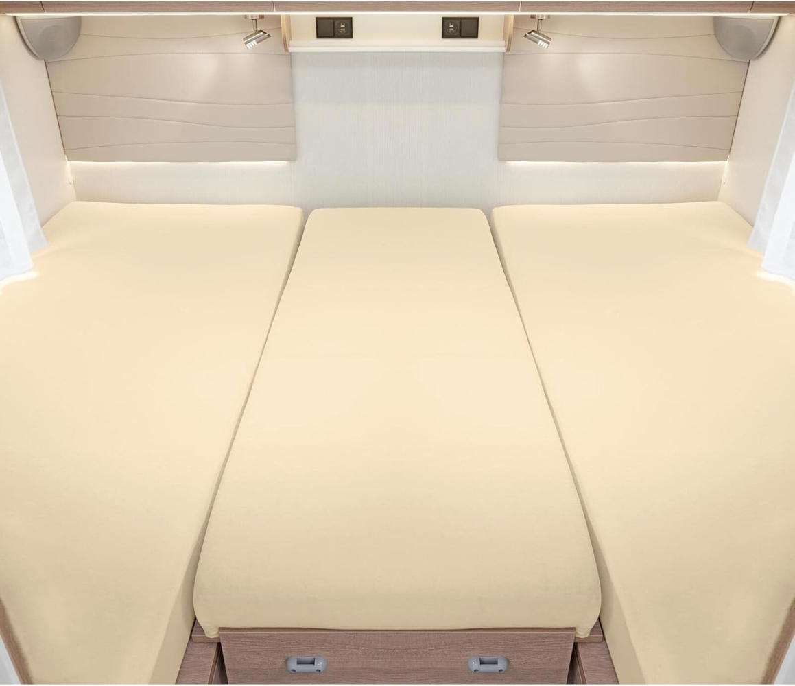 BettwarenShop Wohnmobil Wohnwagen Heckbett Spannbetttuch-Set 3-teilig|2 Längsbetten + Mittelteil| saharaBettwarenShop Wohnmobil Wohnwagen Heckbett Spannbetttuch-Set 3-teilig Bild 1