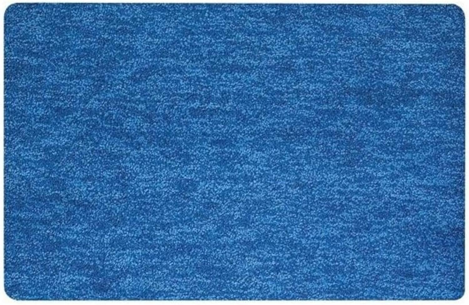 Spirella Badteppich Badematte Duschvorleger Mikrofaser Hochflor | flauschig | rutschhemmend | Gobi | geeignet für Fußbodenheizung | 40x60 cm | Blau Bild 1