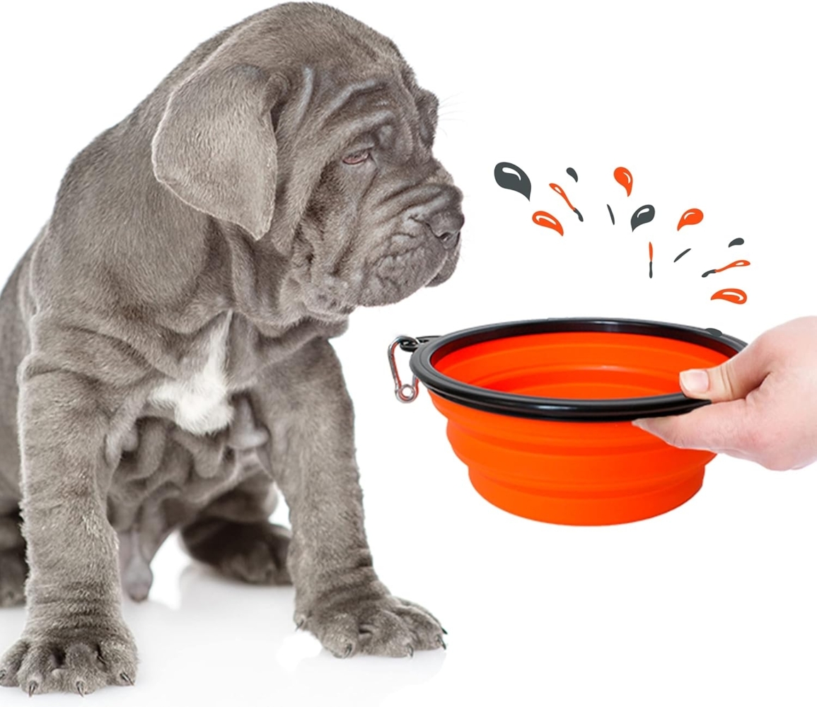 PETSATION Hundenapf faltbar (2x1000 ml), Silikon orange Bild 1
