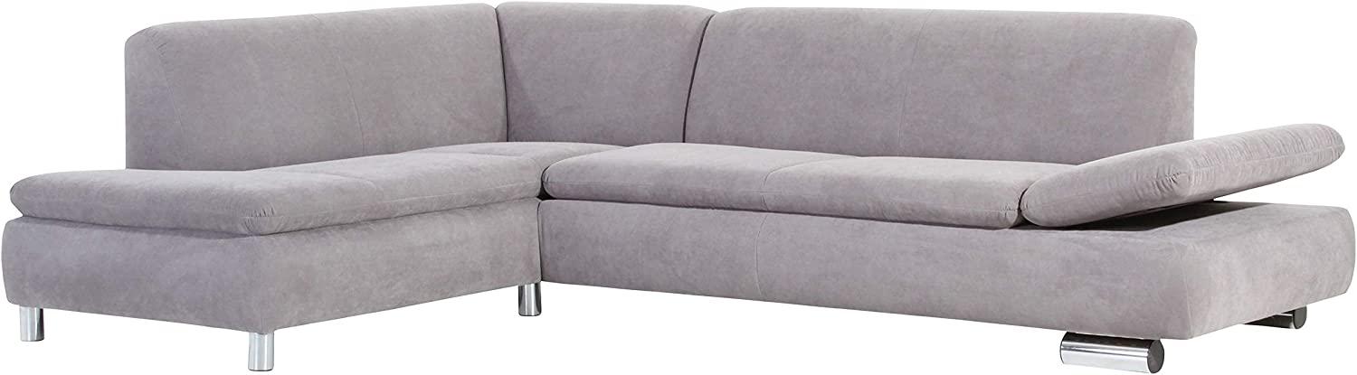 Terrence Ecksofa Veloursstoff Silber Metallfüße verchromt Bild 1