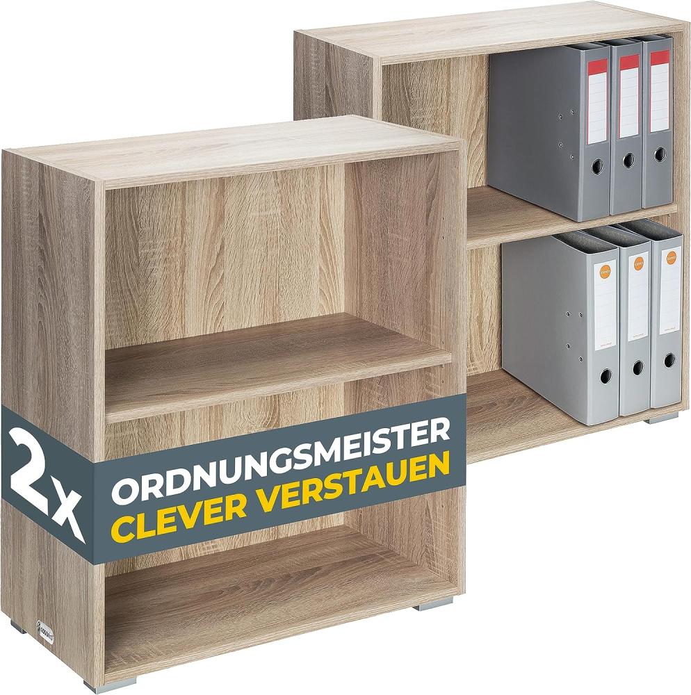 Casaria® Bücherregal Eiche 2x Holz 2 Fächer Bild 1