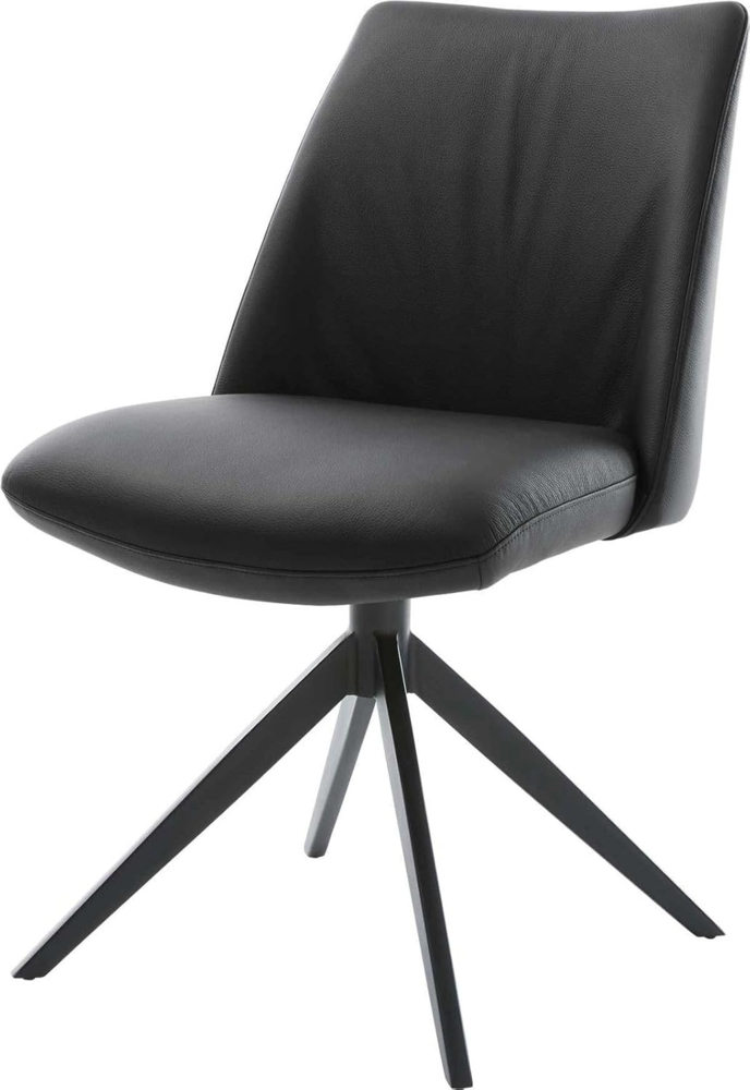 Drehstuhl Elso-Flex Echt-Leder Schwarz Kreuzgestell breit Schwarz 360° drehbar Wippfunktion Taschenfederkern Bild 1