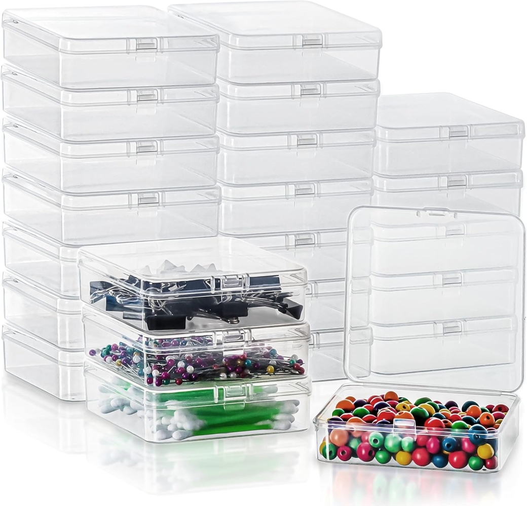 Belle Vous Aufbewahrungsbox Kleine Kunststoffbehälter mit Schnappdeckel (24 Stück), Small Plastic Boxes with Snap Lid (24 pcs) Bild 1