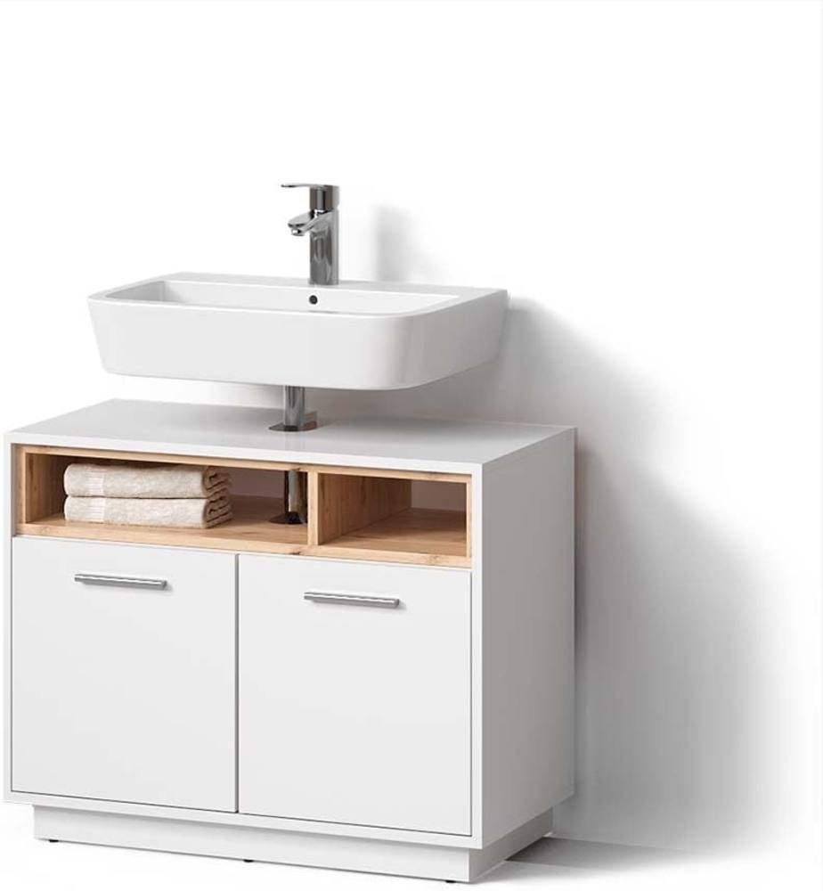 Livinity® Waschbeckenunterschrank Temo, Weiß, 80 x 64 cm Bild 1
