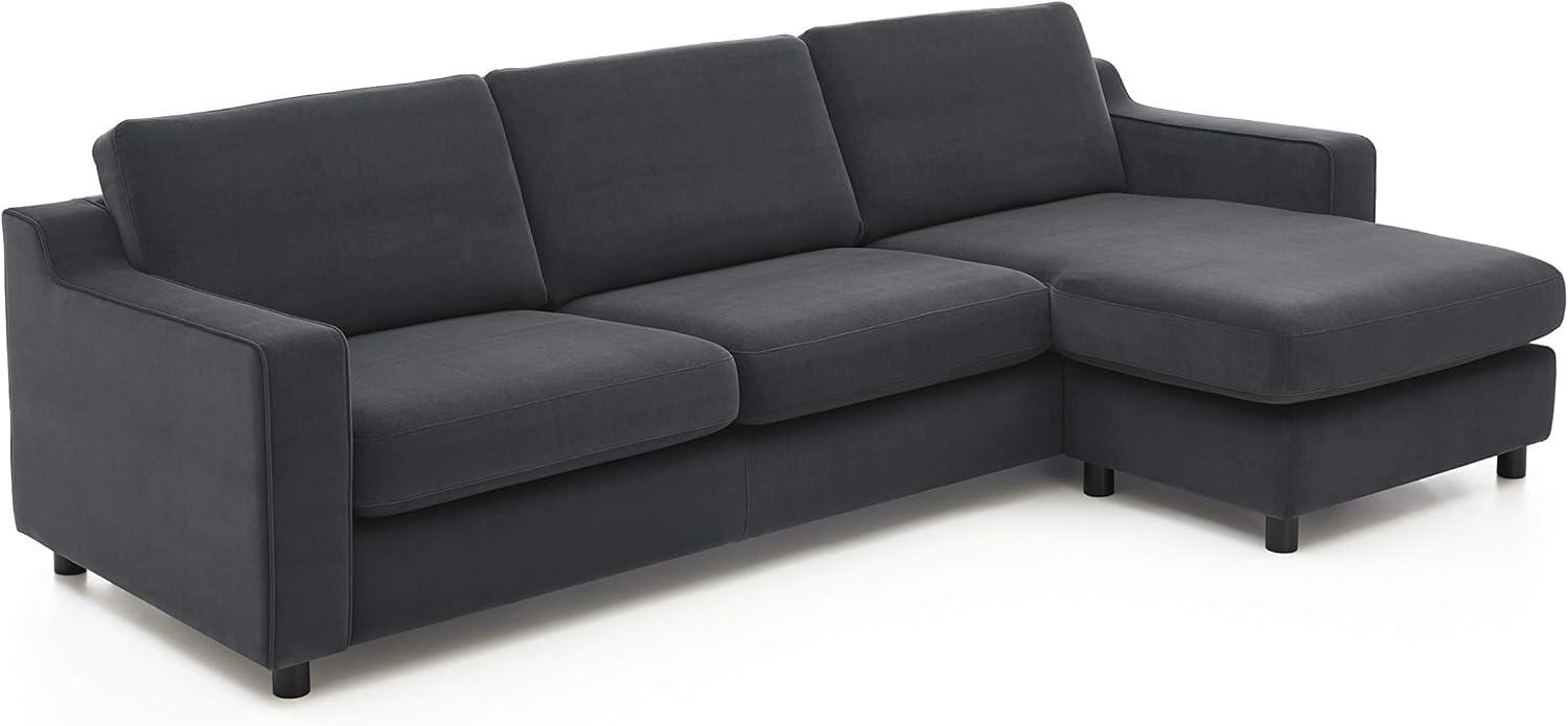 Atlantic Home Collection Sofaecke Luka mit samtigem Bezug, Ecke wahlweise rechts oder Links montierbar Sofas, Samtstoff, Dunkelgrau, 270x151x80 cm (BxTxH) Bild 1