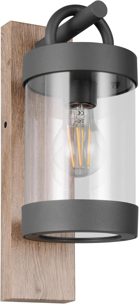 Außenwandleuchte SAMBESI Laterne im Landhausstil, Holzoptik, Höhe 33cm Bild 1