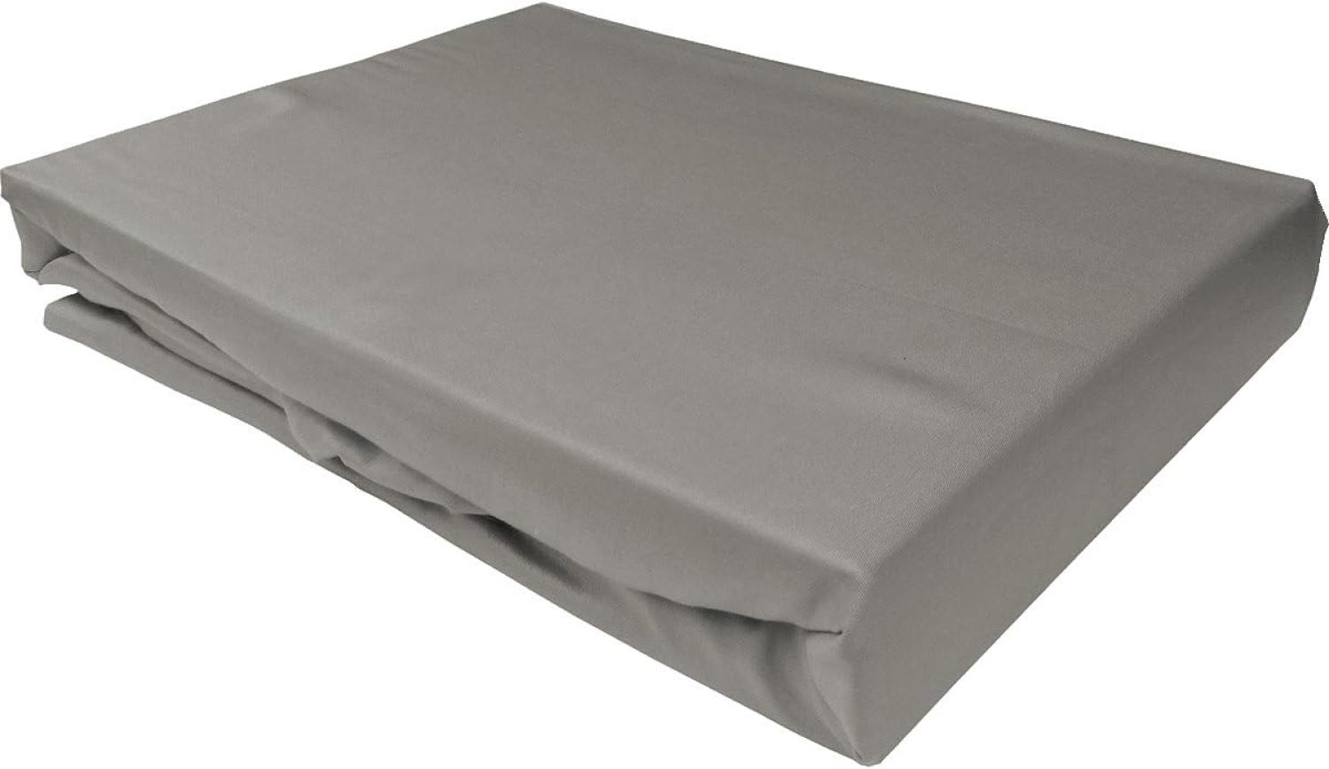 Bettwaesche-mit-Stil Mako-Satin Spannbettlaken dunkelgrau 90x200cm Höhe 5-10cm Bild 1