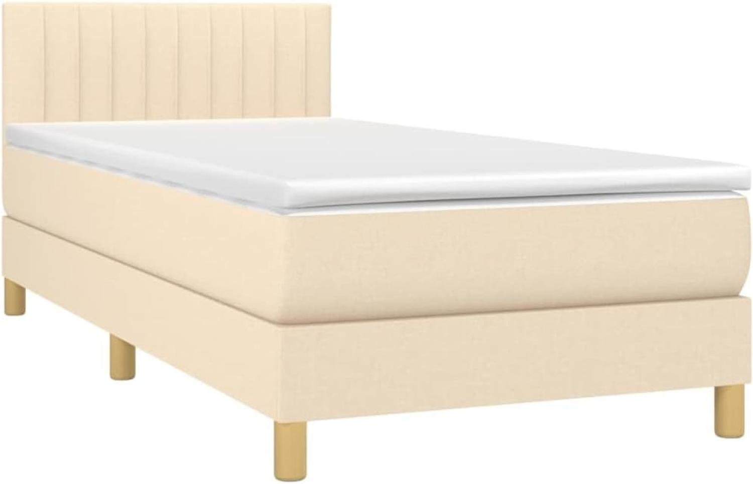 vidaXL Polsterbett mit Matratze Creme 90x200 cm Stoff, Härtegrad: H2 [3140750] Bild 1