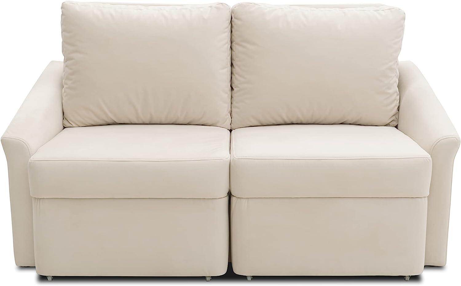 DOMO. collection Relax Box Dauerschläfer Boxspring Sofa mit Schlaffunktion, 2-Sitzer Schlafsofa Gästebett | 168 x 96 x 86 cm, Creme Bild 1