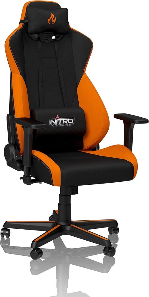 NITRO CONCEPTS S300 Gamingstuhl - Ergonomischer Bürostuhl Schreibtischstuhl Chefsessel Bürostuhl Pc Stuhl Gaming Sessel Stoffbezug Belastbarkeit 135 Kilogramm - Horizon Orange (Orange) Bild 1