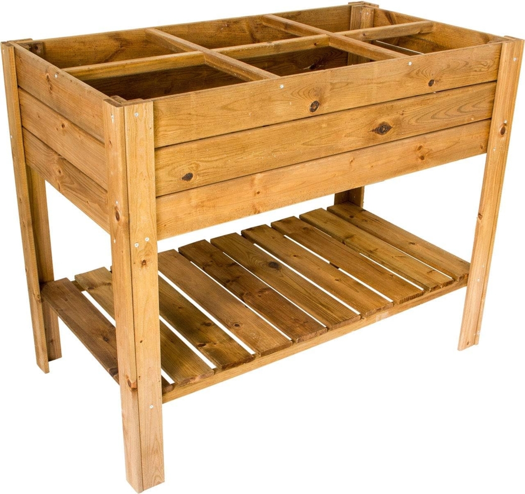 Hochbeet aus Holz mit Ablage, Pflanzkasten 110 x 60 cm, Kräuterbeet mit 6 Pflanzzonen Bild 1