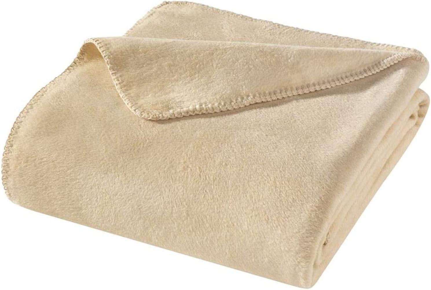 WOHNWOHL Kuscheldecke 150x200cm • weiche Tagesdecke • Sofadecke • Wohndecke • Winterdecke • Ökotex Zertifizierte Baumwolldecke • Farbe: Beige Bild 1