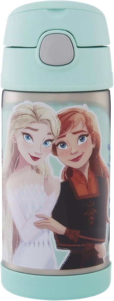 Thermos kids FUNTAINER STRAW BOTTLE DISNEY 0,35 l, Frozen II, Thermoflasche Kinder aus Edelstahl mit Trinkhalm, 12 h kalt, spülmaschinenfest, dicht ohne Kohlensäure, Disney Flasche für Kita, Schule Bild 1