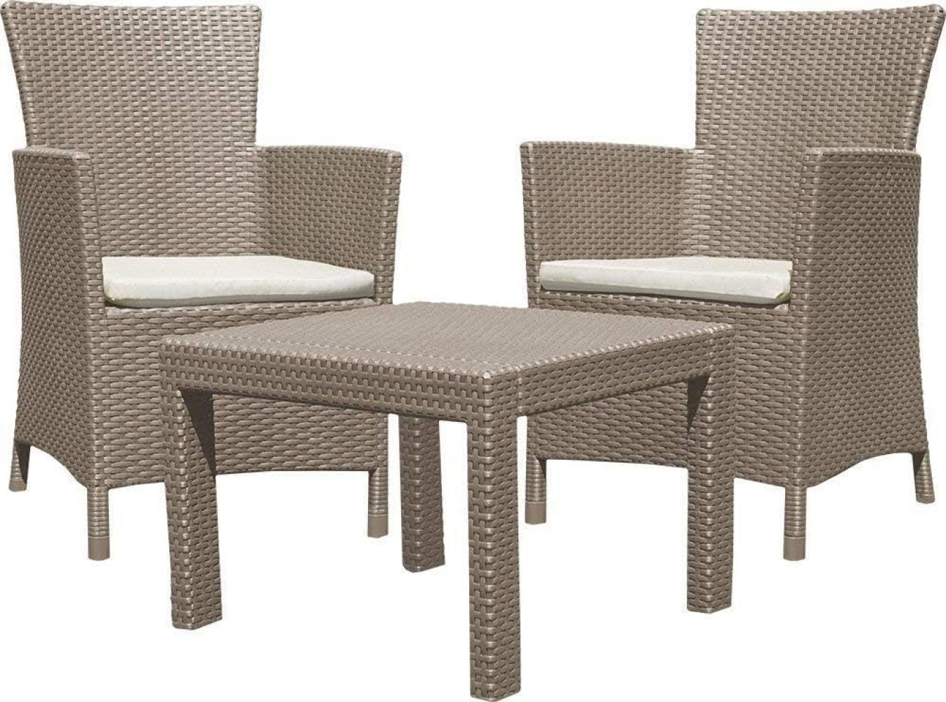 KETER GARDEN FURNITURE SET ROSARIO BEIGE 2 ARMCHAIRS+TABLE Bild 1