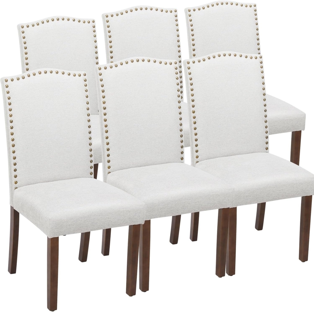 DUMOS Esszimmerstühle 6er Set, Elegant und Schön Modern Stühle Esszimmer, Leinenstoff Gepolstert küchenstühle, Kratzfester Boden Esszimmerstuhl Geeignet für Küche, Wohnzimmer, Schlafzimmer (Grau) Bild 1