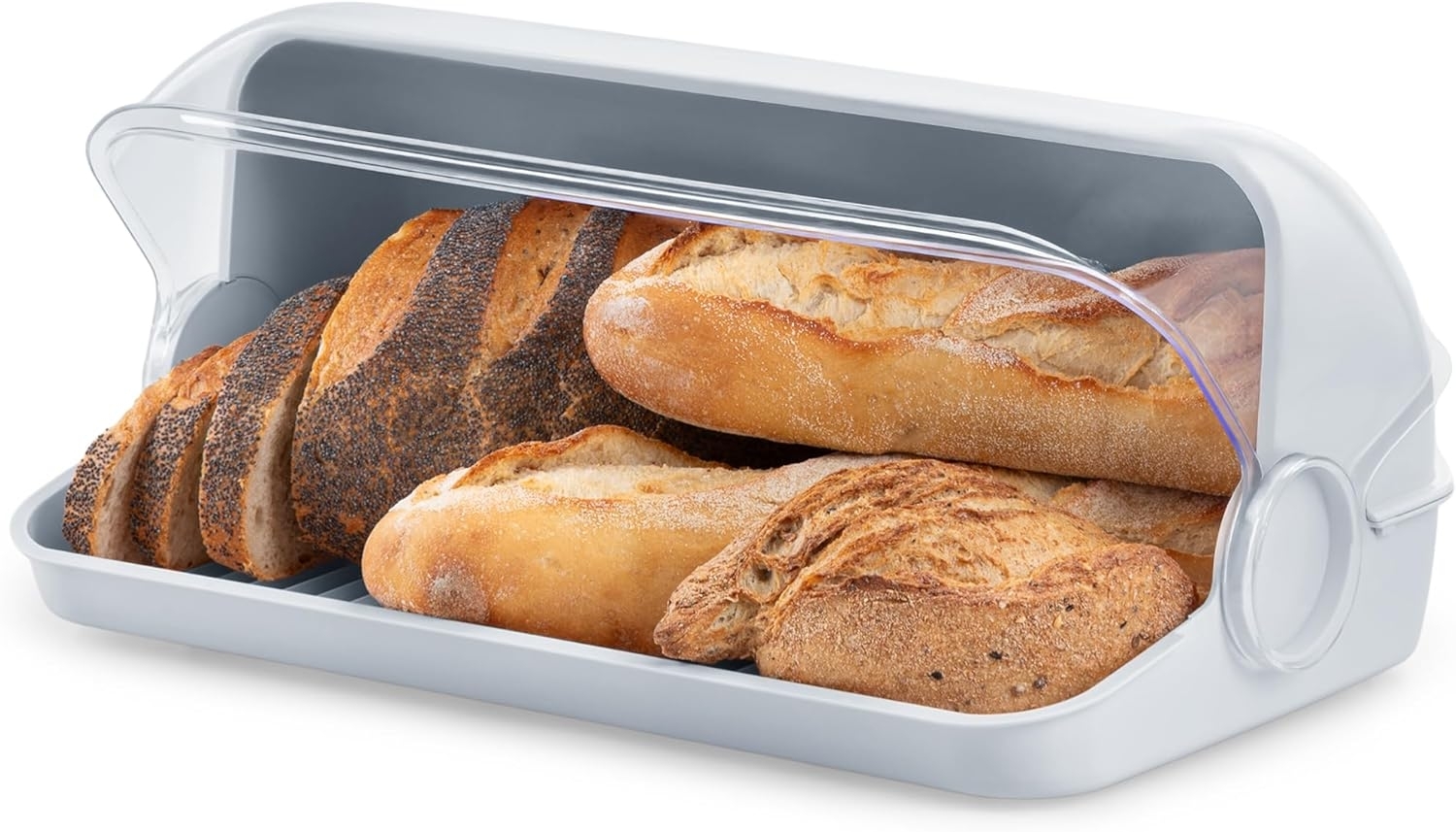 KONZEPT Brotkasten Brotbox Küche, Transparent, aus Kunststoff, (Brot Aufbewahrungsbox für Brötchen, Kuchen und Brot, Brotdose mit hoher Kapazität), Mit transparentem Deckel Bild 1