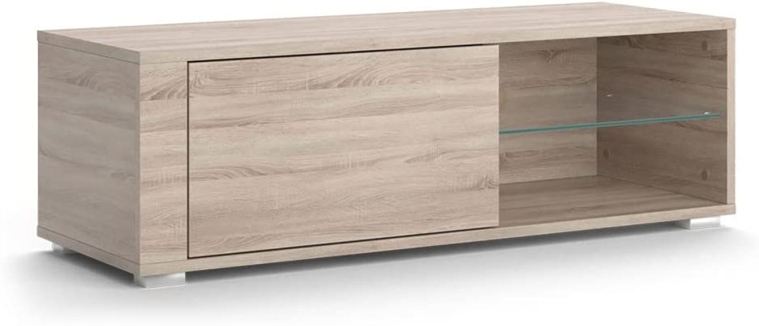Vicco Lowboard TV-Regal Fernsehregal Boris Sonoma 100x32 cm modern Push-to-open Wohnzimmer Regal TV-Tisch Fernsehtisch Wohnzimmertisch Ablage Fach Klapptür Schranktür Schrankfach Fernseher Glas Bild 1