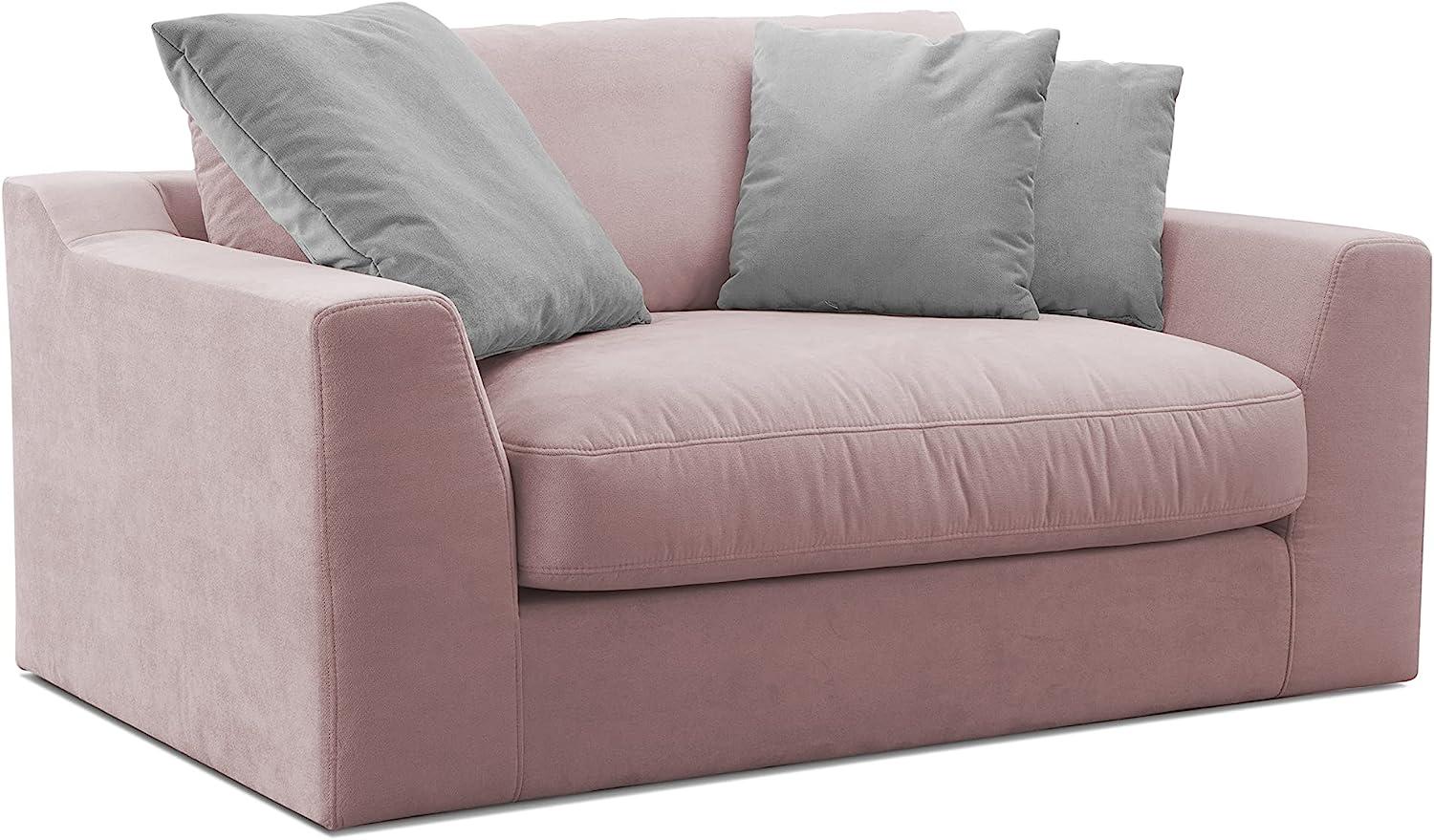 Cavadore Mini-Sofa Fiona / Kleine Couch, Loveseat für 1-2 Personen inkl. Rückenkissen / 161 x 90 x 112 / Hellgrau Bild 1