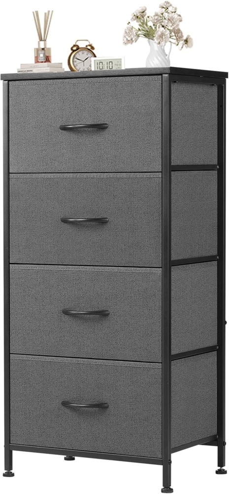 Sweetcrispy Kommode,Sideboard Wohnzimmer für Schlafzimmer mit 4 Stoffschubladen,Einstellbare Füße Schubladenschrank,Komodenschrank für Schlafzimmer,Modernes Grau Bild 1