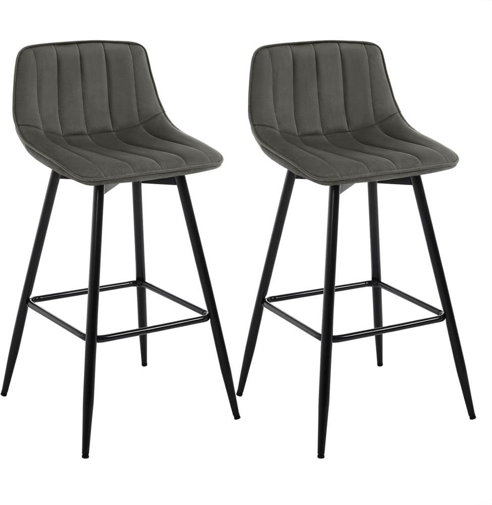 2er-Set Designer Barstuhl mit Fußstütze - Modell Hanno dunkel-grau Bild 1