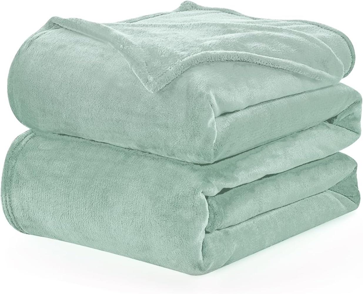 WAVVE Kuscheldecke Flauschig Decke Fleecedecke - Sofadecke Klein Wohndecke Couchdecke, Decke Sofa Weich Salbei-Grün, Leicht Sofaüberwurf 130x150 cm Bild 1