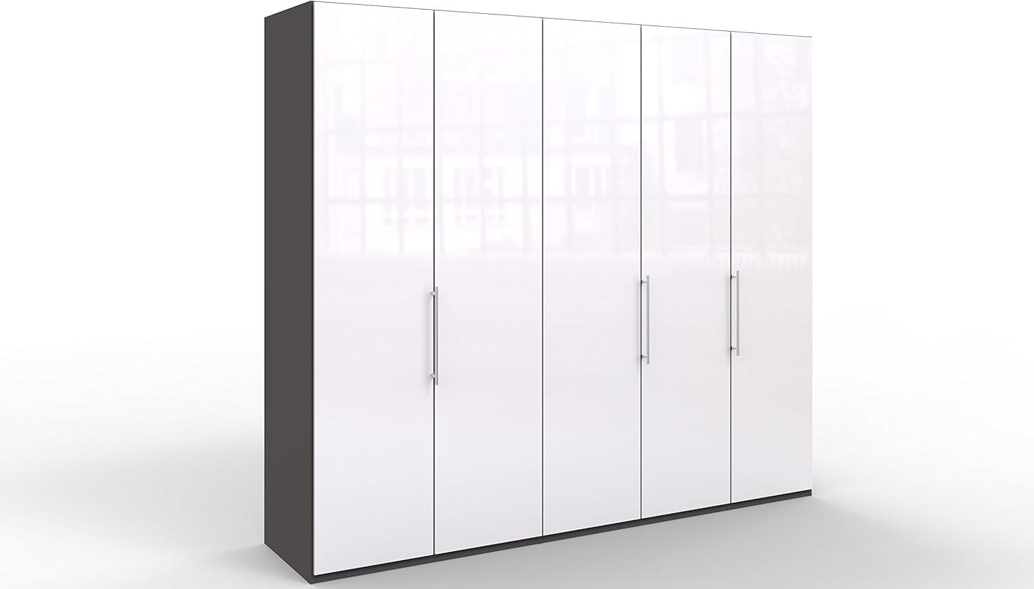 WIEMANN Loft Kleiderschrank, Schlafzimmerschrank, Gleittürenschrank, Drehtürenschrank, Glas weiß, Havanna, B/H/T 250 x 236 x 58 cm Bild 1