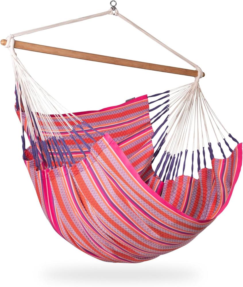 La Siesta Hängesessel HABANA Comfort flamingo pink Lounger aus Bio-Baumwolle Hängematte Hängestuhl Bild 1