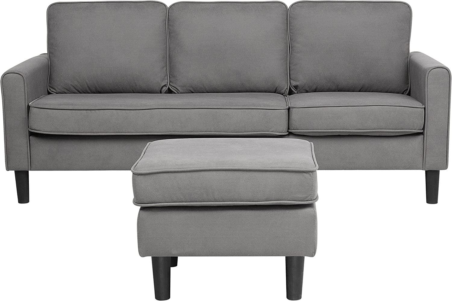 3-Sitzer Sofa Polsterbezug mit Ottomane hellgrau AVESTA Bild 1