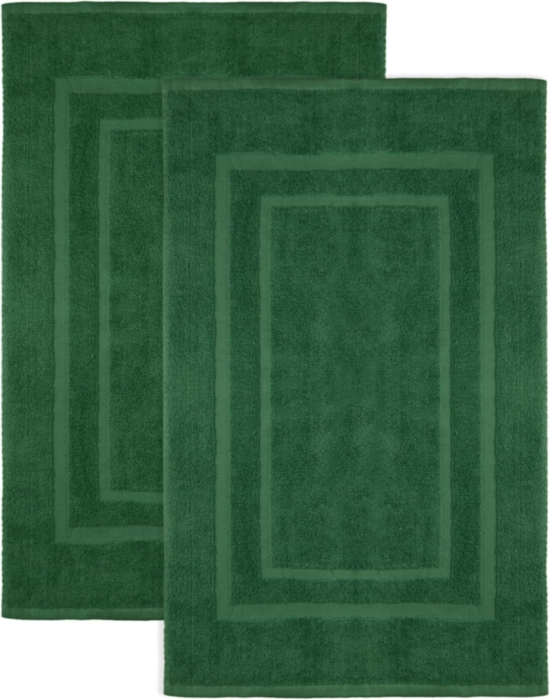 NatureMark 2er Pack Badvorleger Badematte | Premium Qualität | 100% Baumwolle | 50x80 cm | Duschvorleger Duschmatte Doppelpack | Farbe: Dunkel grün Bild 1