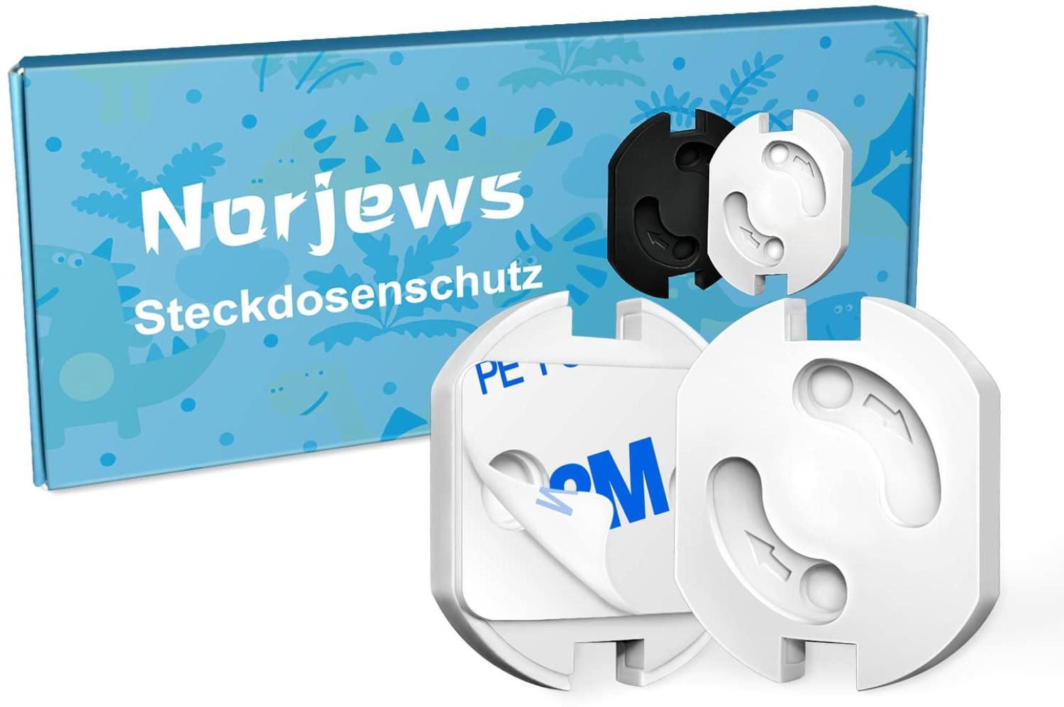 Norjews Steckdosen Kindersicherung [20 Stück] - Steckdosenschutz mit Drehmechanik, Kindersicherung für Steckdose, Steckdosensicherung für Babys und Kinder - Weiß Bild 1