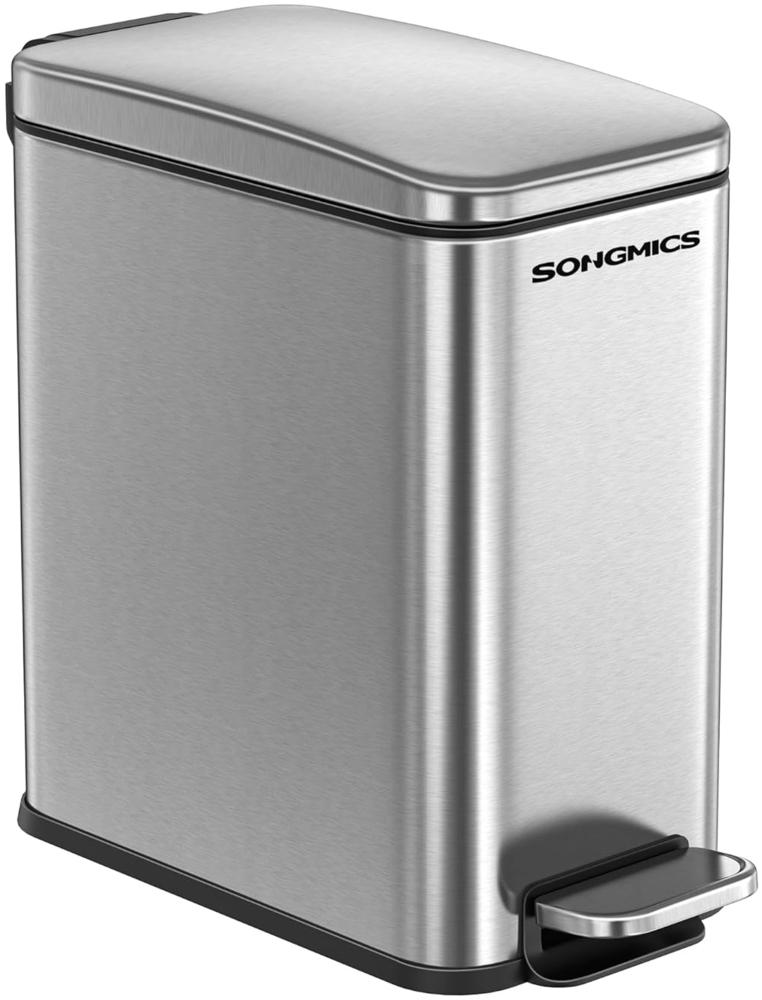 Songmics Kosmetikeimer mit Deckel, Stahl, 5 Liter, Silber Bild 1