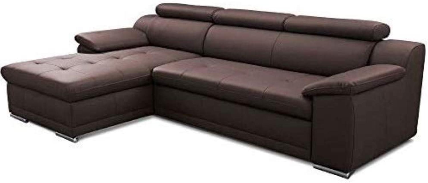 CAVADORE Schlafsofa Aniamo / Ledersofa in L-Form mit Bettfunktion, Stauraum, verstellbaren Kopfstützen und XL-Longchair / 270 x 80 x 165 / Echtleder, Dunkelbraun Bild 1