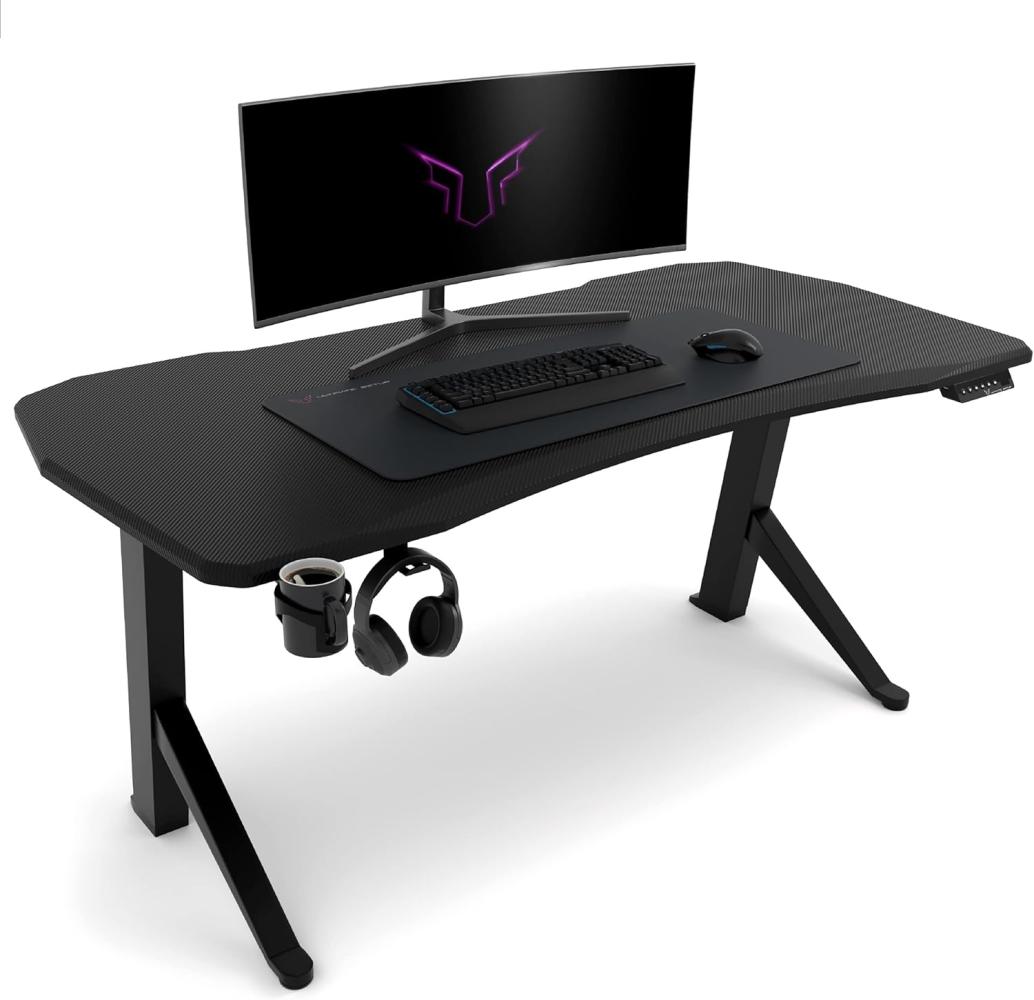 Ultimate Setup® Gaming Tisch höhenverstellbar elektrisch schwarz, Gamer Tisch, Gaming Schreibtisch, Gaming Desk, Gaming Tisch 180x80 cm, Gaming Room Bild 1