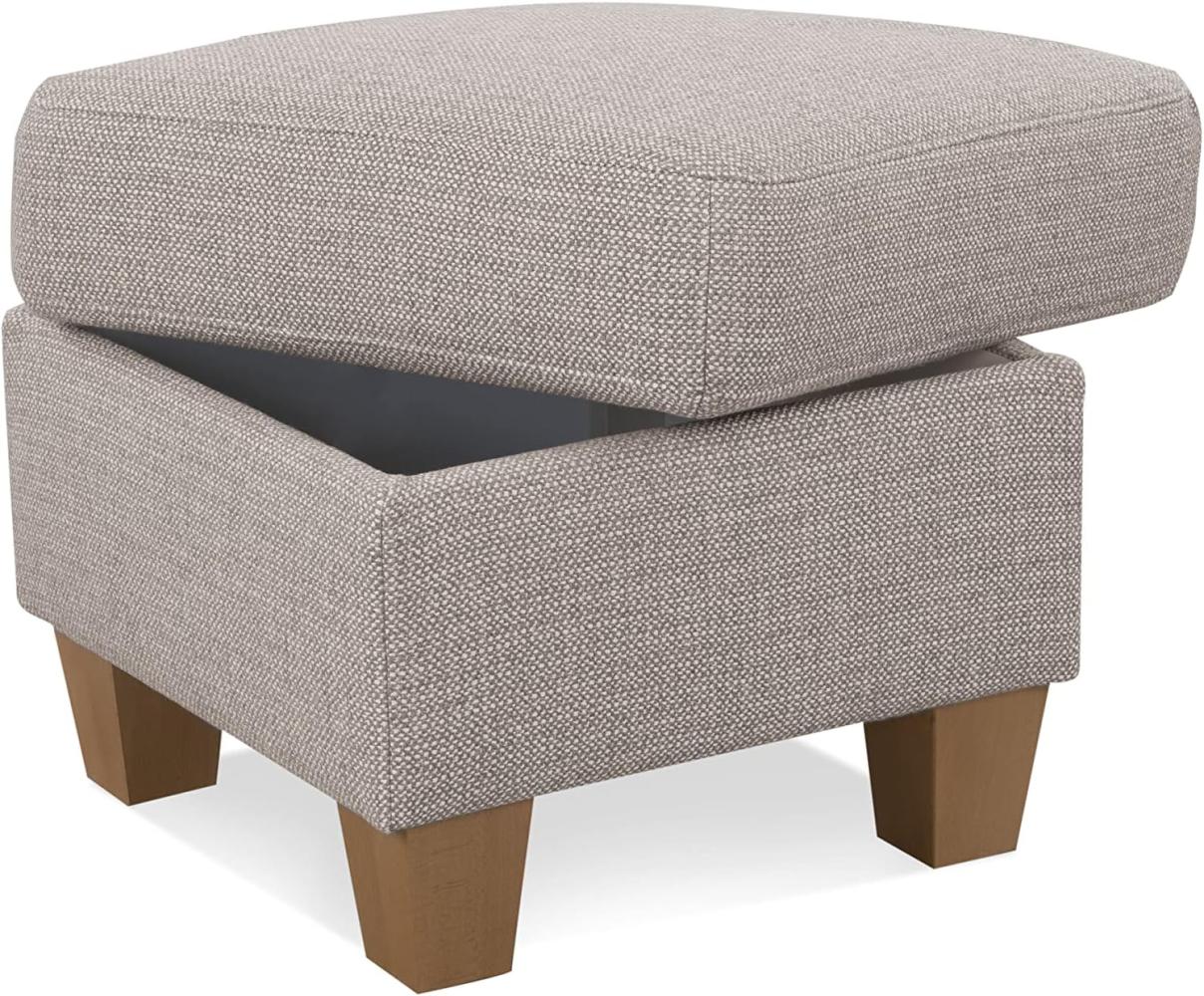 Cavadore Hocker Ammerland / Stauraumhocker mit Holzfüßen, als Fußhocker oder Beistellhocker / 58 x 48 x 58 / Strukturstoff, Beige Bild 1