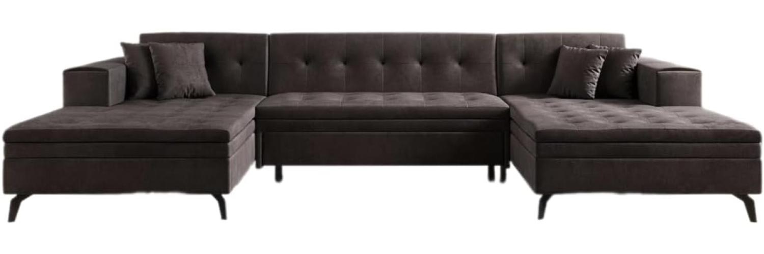 Designer Sofa Vivana mit Schlaffunktion Samt Dunkelbraun Bild 1