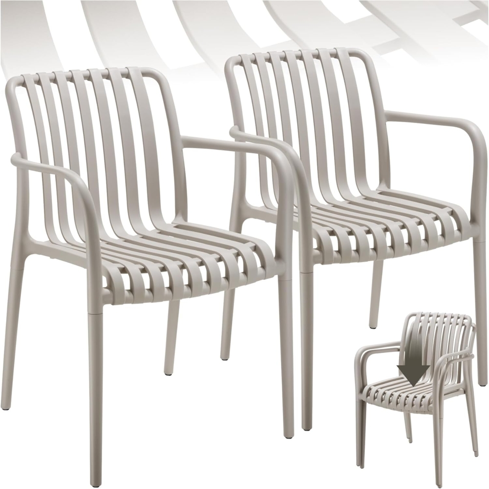 tectake Gartenstuhl Gartenstühle (Set, 2 St), Wetterfester, strapazierfähiger und langlebiger Kunststoff Bild 1