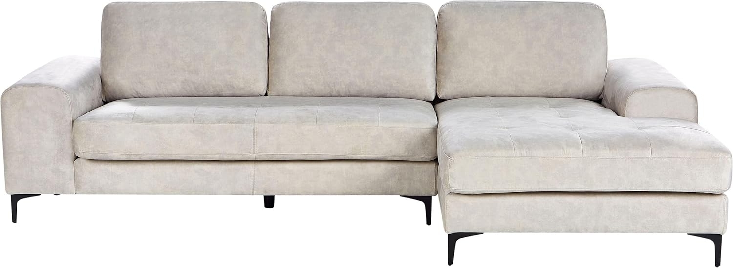 Ecksofa 4-Sitzer KIRUNA Samtstoff Hellbeige linksseitig Bild 1