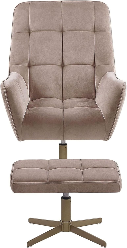 Sessel Samtstoff beige mit Hocker MOLLE Bild 1