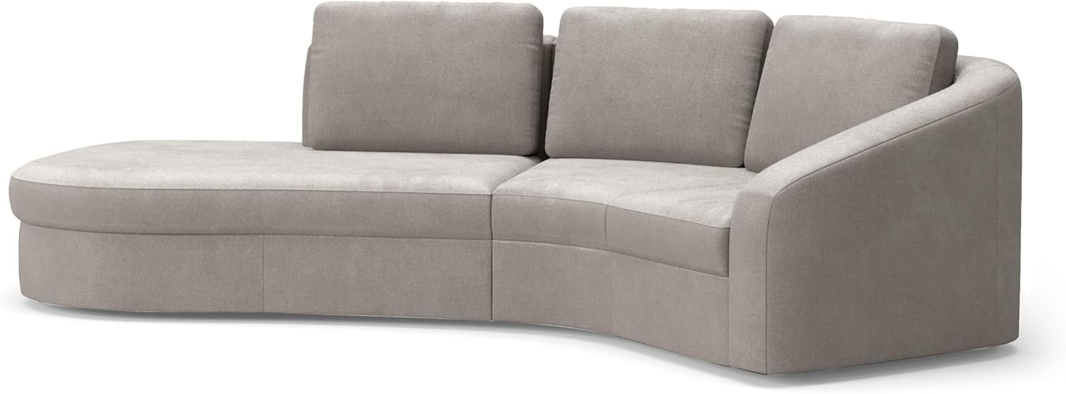 Cavadore Ecksofa Jawa / Bodennahe Eckcouch mit Element 1-sitzig und Trapezecke halbrund (60 Grad) / 266 x 88 x 230 / Flachgewebe, Hellgrau Bild 1