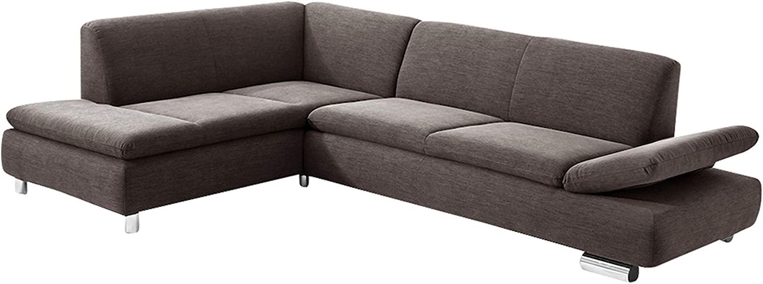 Terrence Ecksofa Strukturgewebe Chocolate Metallfüße verchromt Bild 1