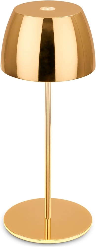 BRILONER - Mini LED Tischlampe kabellos IP44 mit Touch, stufenlos dimmbar, Akku & Lichtquelle tauschbar, Nachttischlampe, Wohnzimmer, LED Lampe, Akku Tischleuchte, 8x20 cm (DxH), Gold glänzend Bild 1