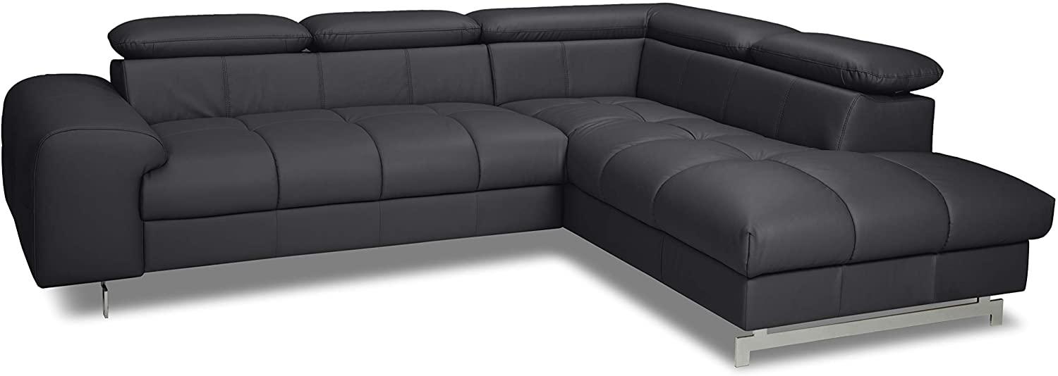 Mivano Ecksofa Chef / L-Sofa mit Schlaffunktion, Bettkasten und verstellbaren Kopfstützen in Lederoptik / 262 x 72 x 206 / Kunstleder Schwarz Bild 1