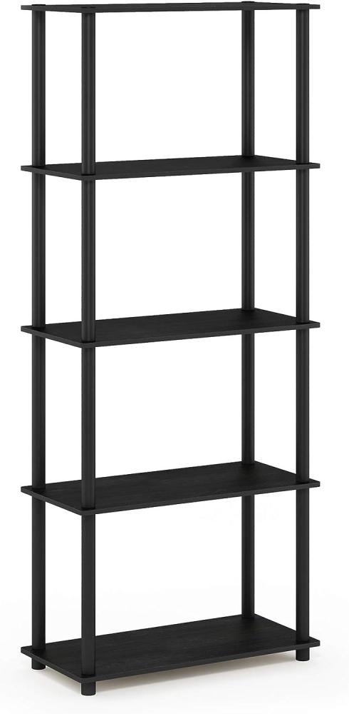 Furinno Turn-N-Tube 5-stufiges Mehrzweck-Regal, Bücherregal, Aufbewahrungsregal, mit Runde Rohre, Americano/Schwarz, 59. 9 (Breite) x 145. 8 (Höhe) x 29. 5 (Tiefe) cm Bild 1