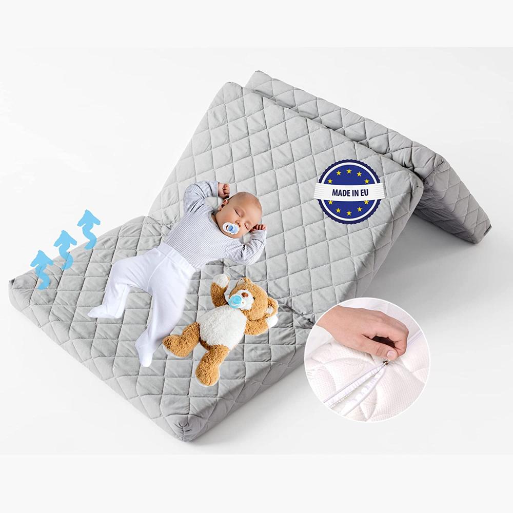 Klappmatratze Reisematratze in drei Größen 60x120 70x140 70x200 cm, grau 7 cm hoch, Faltbare Matratze Reisebett Gästebett Matratze Klappbar – für Baby Reisebett oder als Gästematratze 200 x 70 cm Bild 1