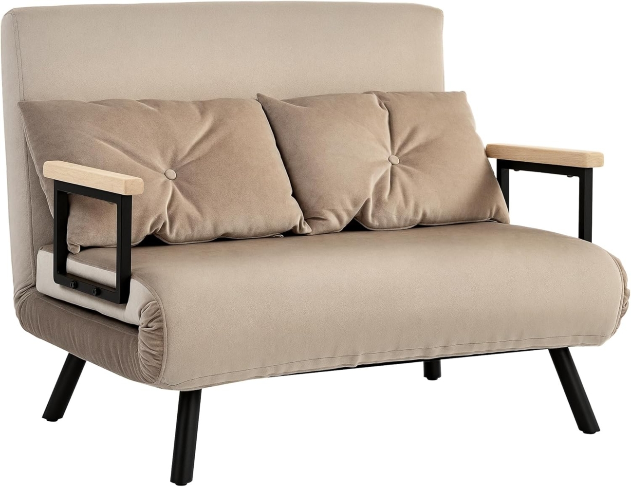 HOMCOM Schlafsofa Polystersofa mit Samtoptik und Rückenkissen, Klappbett 1 Teile, mit Verstellbarer Rückenlehne, Blau Bild 1