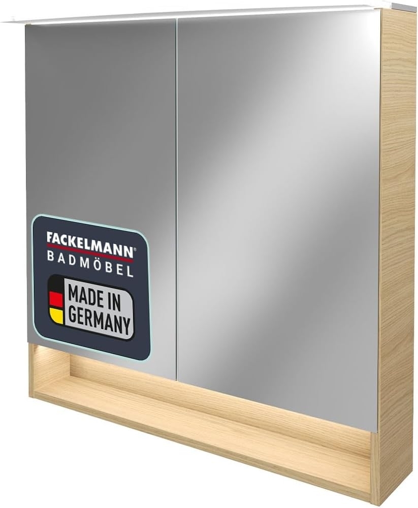 Fackelmann B.STYLE Spiegelschrank, 80 cm breit, Braun Bild 1