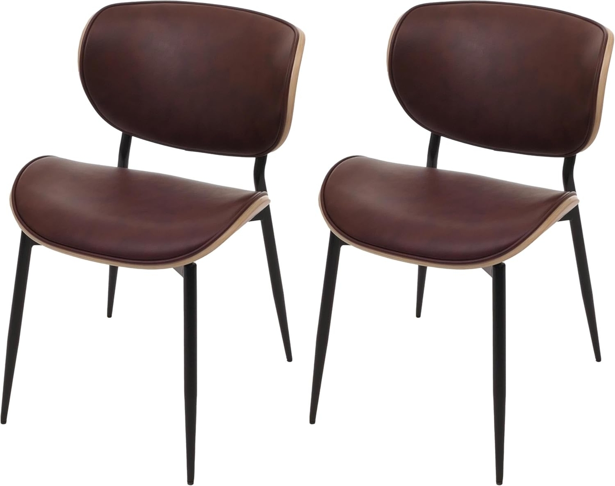 2er-Set Esszimmerstuhl HWC-O45, Bugholz Kunstleder 280g/m² Öko-Tex FSC®-zertifiziert ~ natur, vintage braun Bild 1