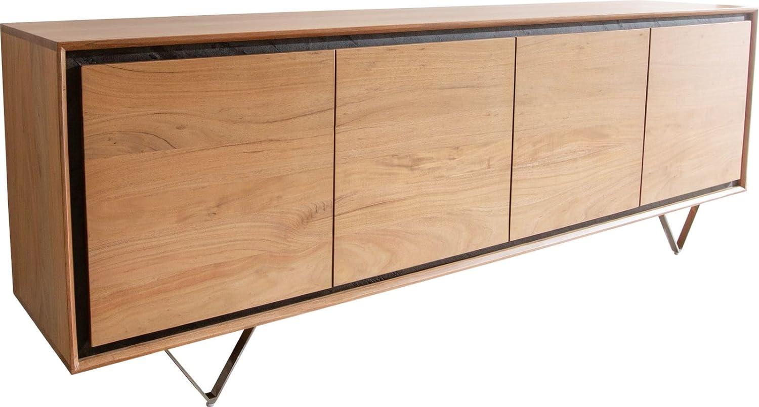 Sideboard Stonegrace 200 cm Akazie Natur 4 Türen Steinfurnier V-Fuß Bild 1